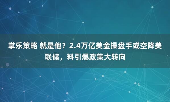 掌乐策略 就是他？2.4万亿美金操盘手或空降美联储，料引爆政策大转向